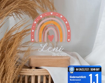 Regenbogen Lampe, Nachtlicht Baby, Babygeschenk Geburt Mädchen, Nachtlicht personalisiert, Geburt Geschenk Mädchen