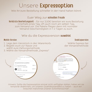 May include: A screenshot of a website showing two different ways to choose express shipping. The mobile version shows a selection box with two options: Standard Shipping and Express Shipping. The desktop version shows a checkout page with a selection box for shipping methods, including Express Shipping.