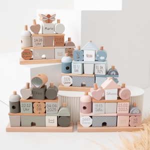 Babygeschenke, Geschenk Geburt, Stapelturm personalisiert, Personalisierte Geschenke Baby, Taufe Geschenk, Geburt, Baby, Baby Spielzeug