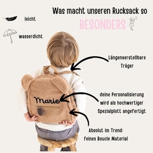 Kindergartenrucksack, Baby Rucksack, Teddy Rucksack, Kinderrucksack, Kita Rucksack, Rucksack personalisiert, 1. Geburtstag Geschenk Bild 9
