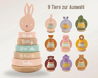 Stapelturm personalisiert, Babygeschenk Geburt, Stapelturm, Geschenk zur Geburt, Baby, Geburtsgeschenk, Stapelturm Baby, Steckspiel