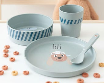 Kindergeschirr, Geschirr Set Hund personalisiert, Geschirr Set, Kinder Geschirr personalisiert, Baby Junge, Baby Geschenk, Junge Geschenk