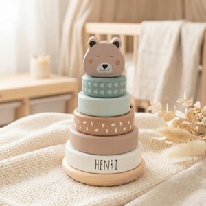 Stapelturm personalisiert, Stapelturm, Babygeschenk, Geschenk Geburt, tour à empiler, Geschenk Geburt Junge, Stapelturm Baby