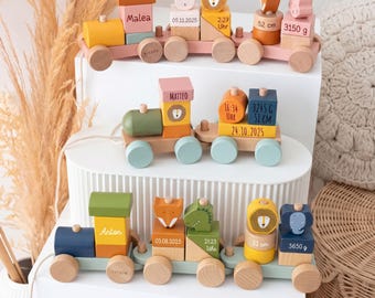 Geburtstagszug, Baby Gift, Geschenk Geburt, Holzzug personalisiert, Geburtstagszug personalisiert, Trixie Zug, Taufgeschenk