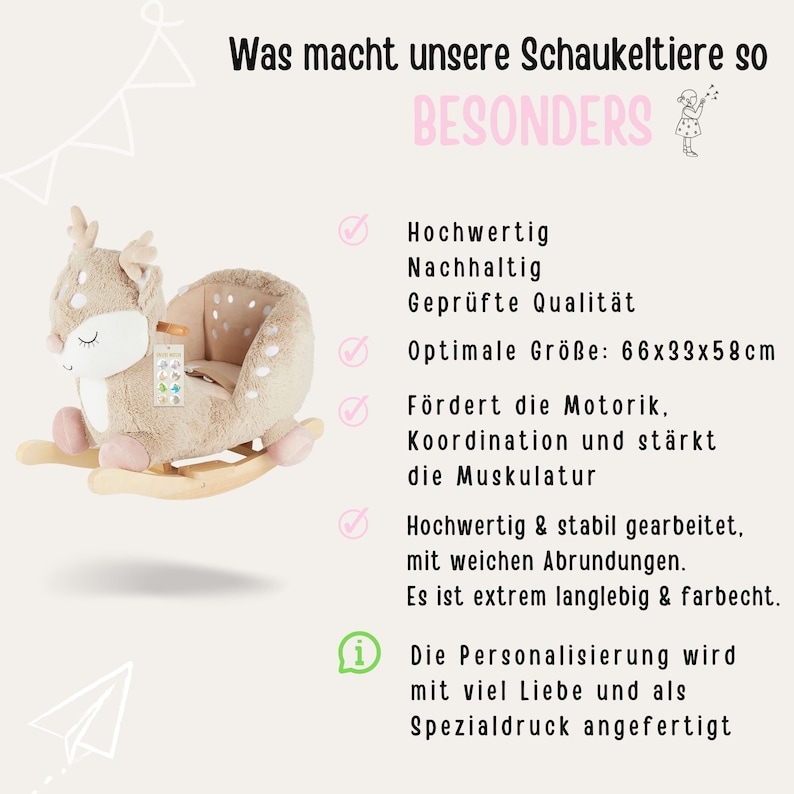 Schommeldier, hobbelpaard, baby, schommeldier peuter, kinderkamer, babykamer, cadeau babymeisje, schommeldier konijntje afbeelding 9