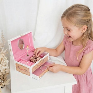 Jewelry Box, Jewelry Box for Girls, Baptism Gift for Girl, Keepsake Box, Children's Jewelry Case, Ballerina Music Box image 2