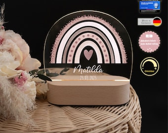 Nachtlicht Baby, Babygeschenke, Geburt, Taufe, Taufgeschenk, Geschenke zur Geburt, Kinderzimmer, Baby, Nachtlicht Regenbogen personalisiert