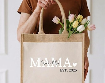 Regalo para el Día de la Madre, bolso para mamá, bolso de yute para mamá, bolso de mano para mamá, regalo para mamá, presente para el Día de la Madre, regalo personalizado para el Día de la Madre