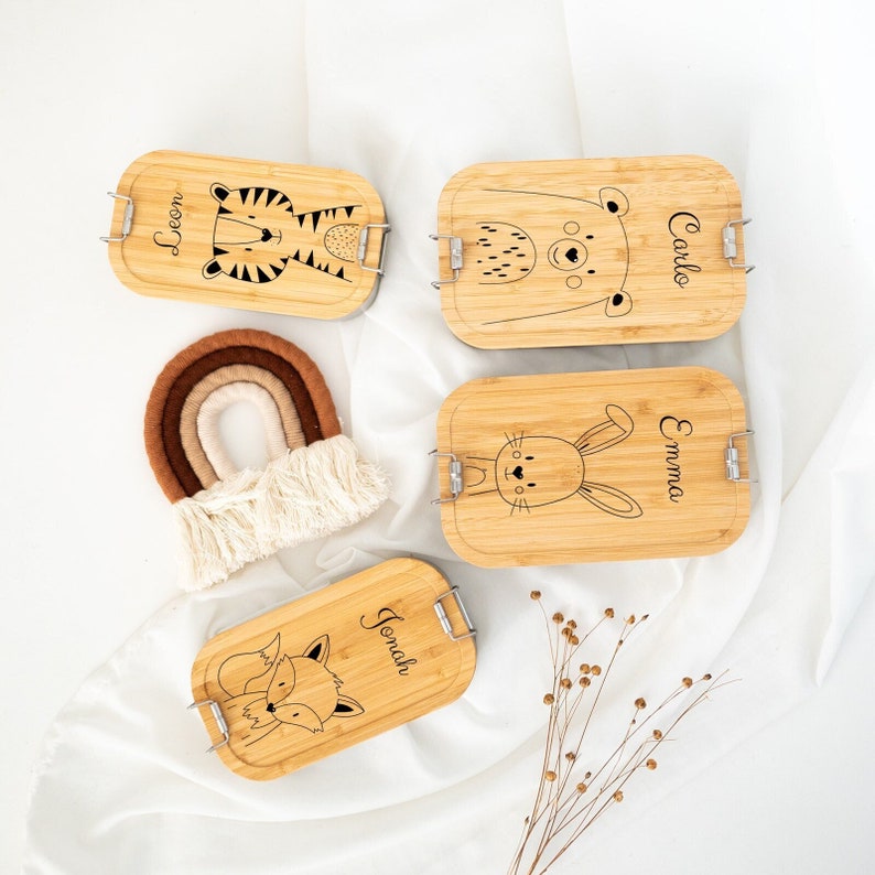 Lunchbox personalisiert, Brotdose Kind, Wunderwunsch Brotdose, Personalisierte Edelstahl Brotdose, Kindergartenkind Fuchs