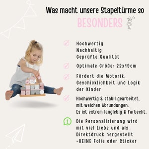 Babygeschenke, Taufe Geschenk, Geschenk Geburt, Stapelturm personalisiert, Geschenk Geburt Junge, Stapelhaus Bild 9