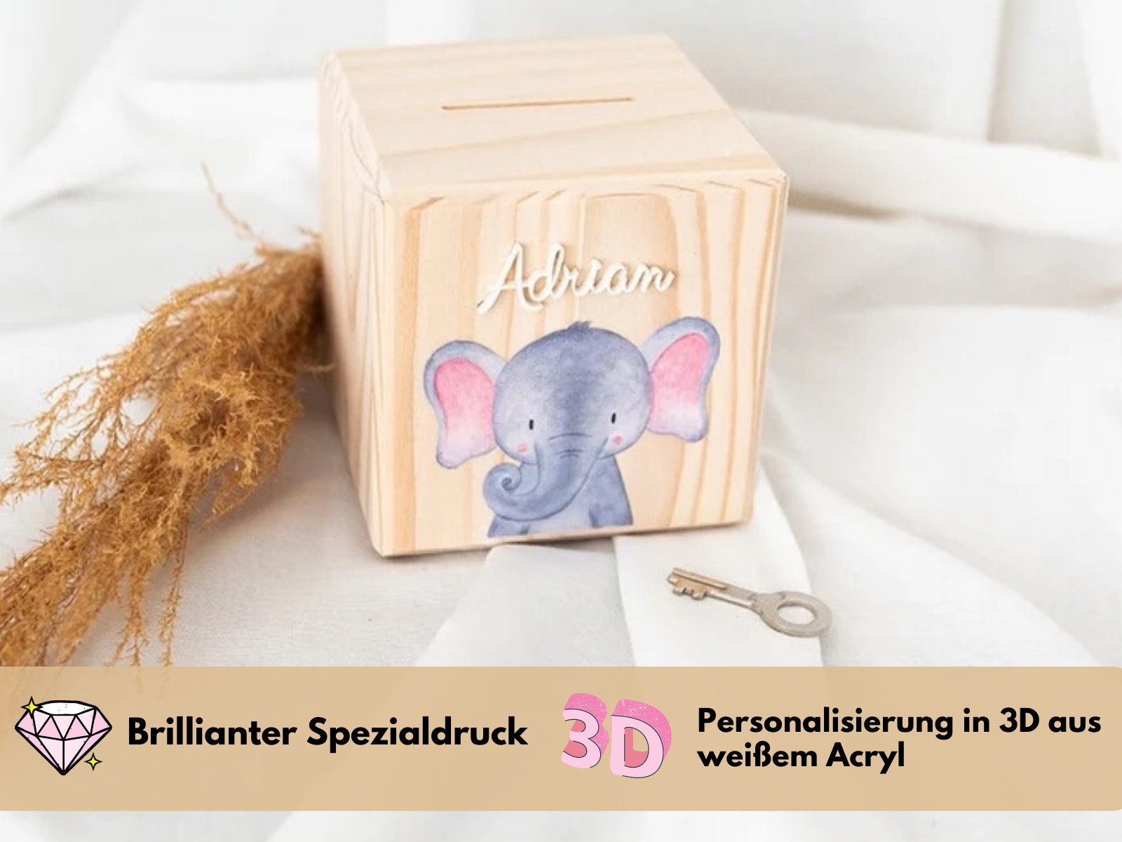 Carlso Haus Spardose Aus Holz - Süßes Sparschwein Für Kinder Ohne Beschriftung