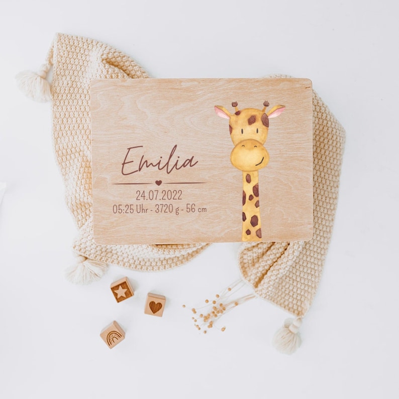 Erinnerungskiste, Erinnerungskiste Baby, Baby, Geschenk Geburt, Erinnerungsbox Baby, Taufgeschenk, Personalisiertes Geschenk Baby Giraffe