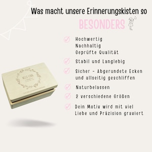 Erinnerungsbox Baby Mädchen, Geburt Geschenk Mädchen, Erinnerungskiste Baby, Holzkiste Baby, Taufe Geschenk Mädchen, Holzbox Mädchen Bild 6