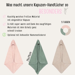 Kapuzenhandtuch mit Namen, Babygeschenke, Kapuzenhandtuch, Baby Handtuch, Geschenke zur Geburt, Babyhandtuch personalisiert Bild 8