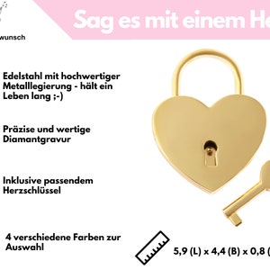 Valentinstag Geschenk, Liebesschloss, Valentinstag Geschenk für Ihn, Schloss mit Gravur, Valentinstag Geschenk für sie, Hochzeitstag Bild 7