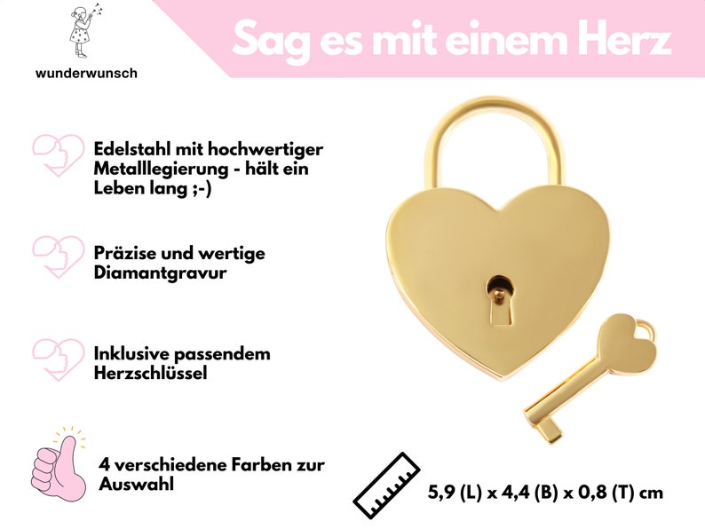 Valentinstag Geschenk, Liebesschloss, Valentinstag Geschenk für Ihn, Schloss mit Gravur, Valentinstag Geschenk für sie, Hochzeitstag Bild 7