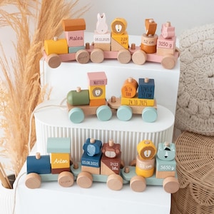 Geburtstagszug, Baby Gift, Geschenk Geburt, Holzzug personalisiert, Geburtstagszug personalisiert, Trixie Zug, Taufgeschenk