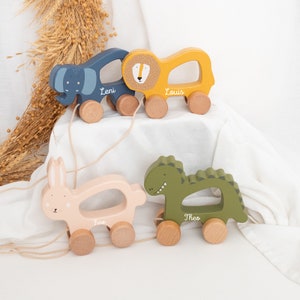 Gift 1st birthday boy, baby gifts, pull-along toy personalized, baby toy, pull-toy, wooden toy, birth