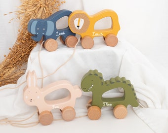 Gift 1st birthday boy, baby gifts, pull-along toy personalized, baby toy, pull-toy, wooden toy, birth