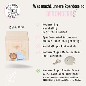 Taufe Geschenk, Baby Geschenk, Spardose Kinder, Spardose, Spardose mit Name, Spardose Holz, Kids and Baby, Geldgeschenk Geburt zdjęcie 6