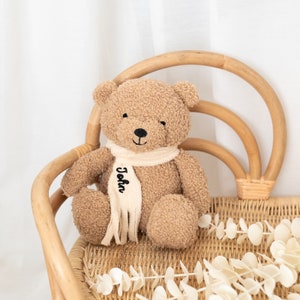 Teddybär, Kuscheltier personalisiert, Teddybär personalisiert, Stofftier personalisiert, Babygeschenk, Geschwister Kuscheltier Dunkelbraun