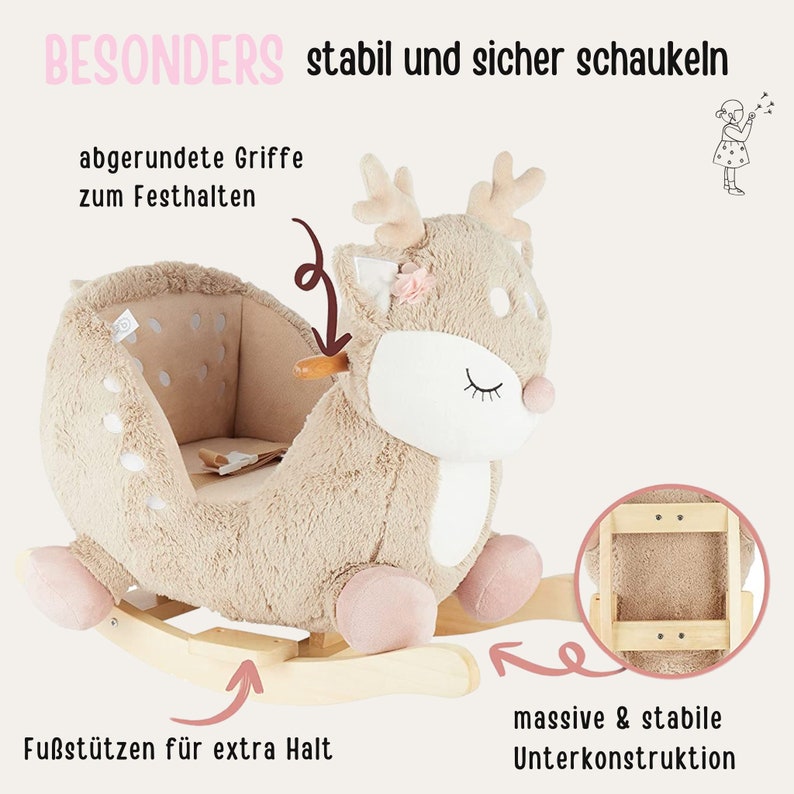 Schommeldier, hobbelpaard, baby, schommeldier peuter, kinderkamer, babykamer, cadeau babymeisje, schommeldier konijntje afbeelding 10