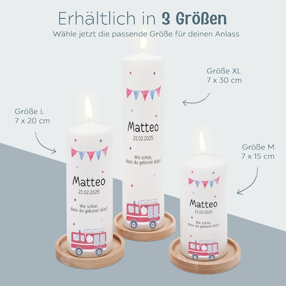 Geburtstagskerze, Kerze Feuerwehr, Lebenskerze, Geburtstagskerze Kinder, Geburtskerze, 1. Geburtstag Junge, Kerze Geburt, Kindergeburtstag