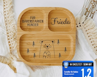 Kinderteller, Taufgeschenk, Babyteller personalisiert, Taufe, Geschenk Geburt, Bambusteller Kinder, Babyteller, Geburt, Wunderwunsch