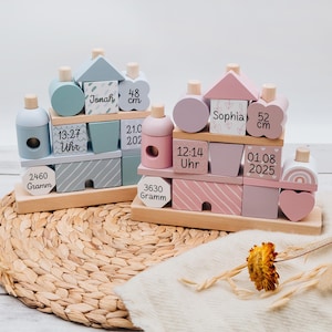 Babygeschenk, Geschenke zur Geburt, Stapelturm personalisiert, Personalisierte Geschenke Baby, Taufe Geschenk, Geburt, Baby, Baby Spielzeug