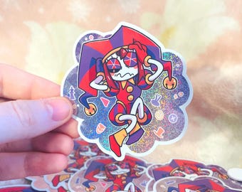 TADC Pomni Digital Circus Holographic Glitter 3” Vinyl Sticker