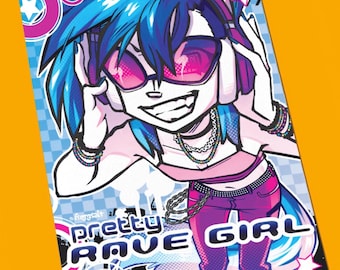 DJPON-3/Vinyl Scratch MLP "Pretty Rave Girl" EDM 12x18 Art Print Poster