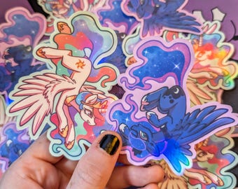 Celestia and Luna 3" Holographic MLP Sticker