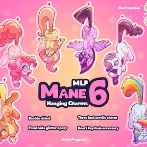 MLP Mane 6 Hanging Epoxy Acrylic Charms