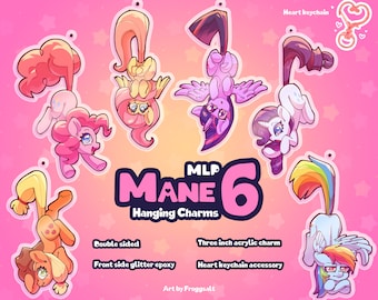 MLP Mane 6 Hanging Epoxy Acrylic Charms