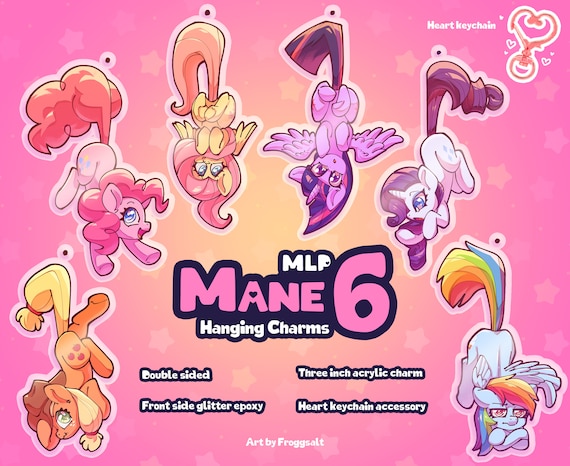 MLP Mane 6 Hanging Epoxy Acrylic Charms