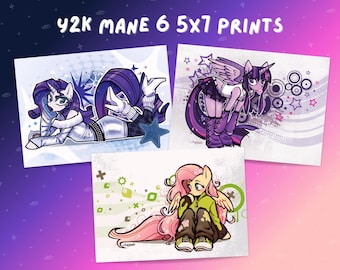 Y2K Rarity, Flutter Shy and Twilight MLP 5x7 Art Print