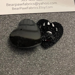 25mm Resin Bear Paw Heart Shaped Cabochon - Black