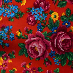 Red Kokum Scarf Floral Print Cotton Fabric