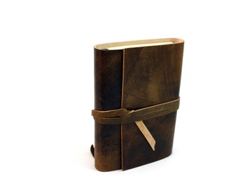 High quality leather notebook, for diary or drawing. Travel notebook style, vintage, rustic.