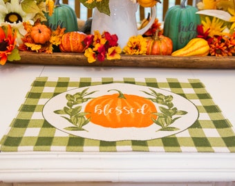 Thanksgiving Decor Ready+to+ship Fall Placemats Buffalo Plaid Fall Placemats Set of 6 or Set of 4 Place Mat Fabric Cloth Placemats for table