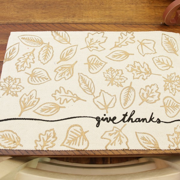 Give Thanks Fall Decor Ready+to+ship Fall Placemats Placemats Set of 6 or Set of 4 Place Mat Fabric Cloth Placemats Placemats for table