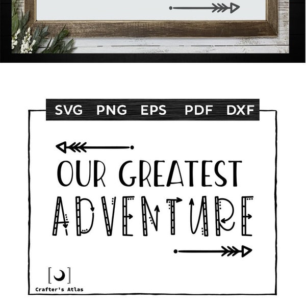 Our Greatest Adventure svg, life event saying,  family photo wall, wedding svg, new baby, new job, adventure svg, scrapbook svg