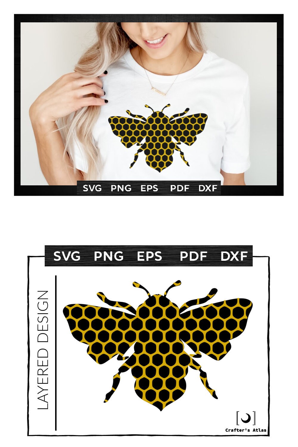 Download Layered Bee Svg Bee Sublimation Honeycomb Bee Design Svg Etsy