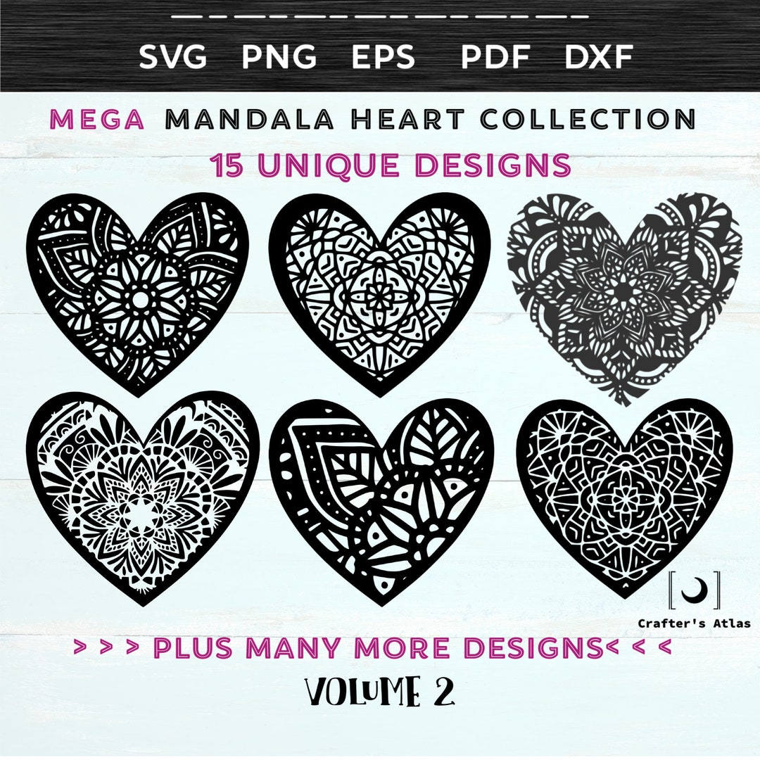 Heart Svg Bundle, Mandala Heart Svg, Cut Files for Cricut, Silouhette ...