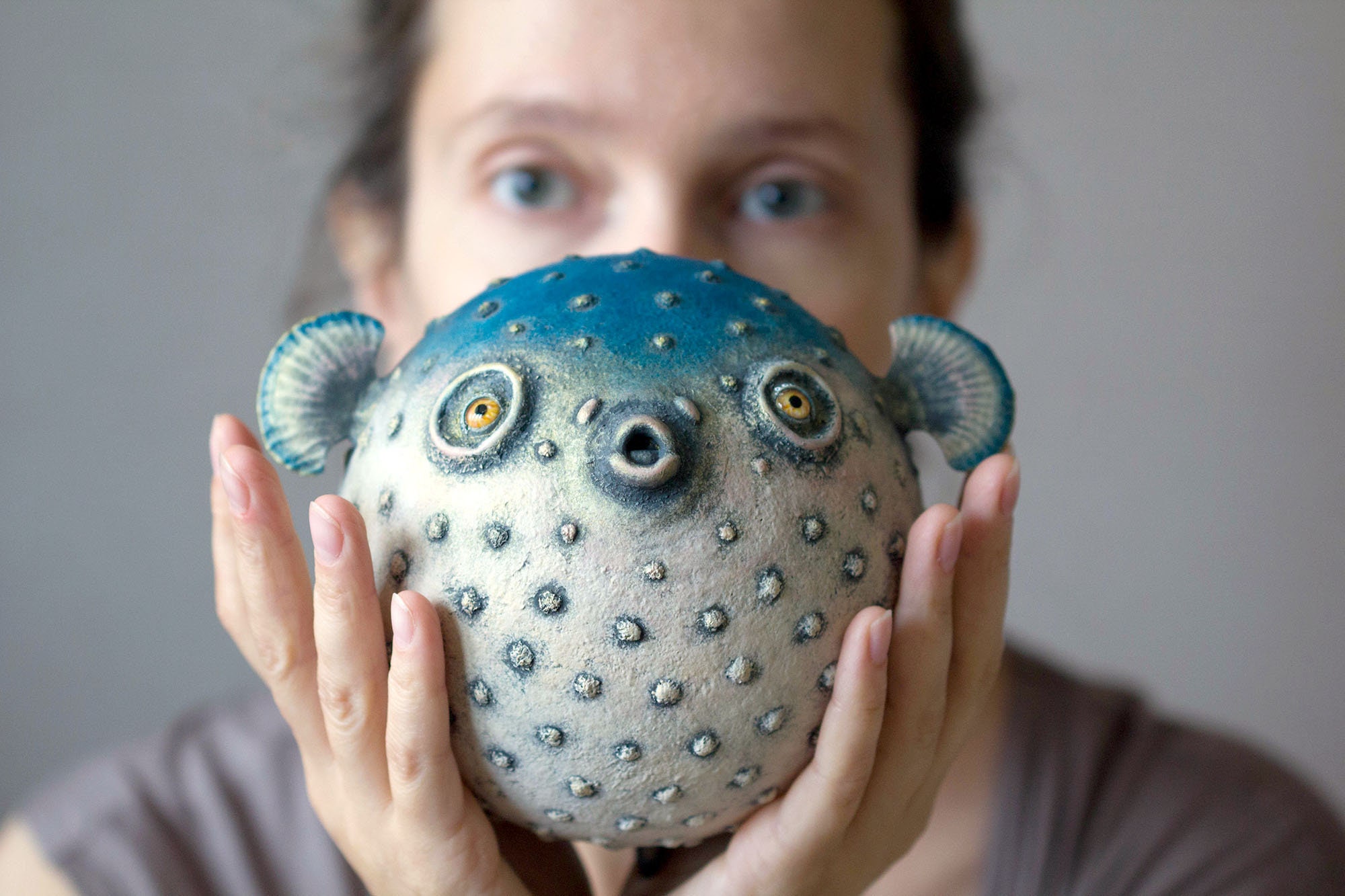 Hanging Paper Mache Sculpture Puffer Fish. Mobile Etsy