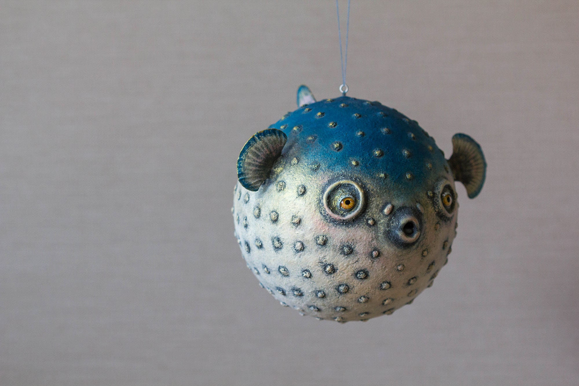 Hanging Paper Mache Sculpture Puffer Fish. Mobile Etsy