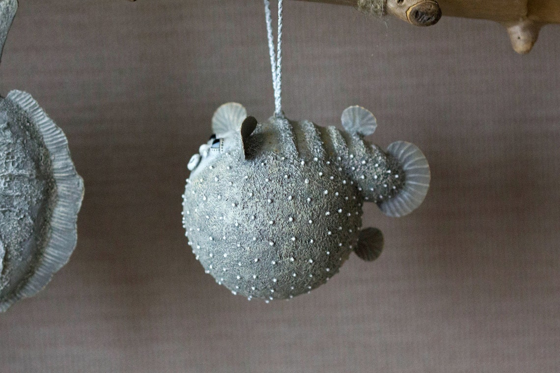 Paper Mache Hanging Figurine Puffer Fish. Wall Decor. Etsy