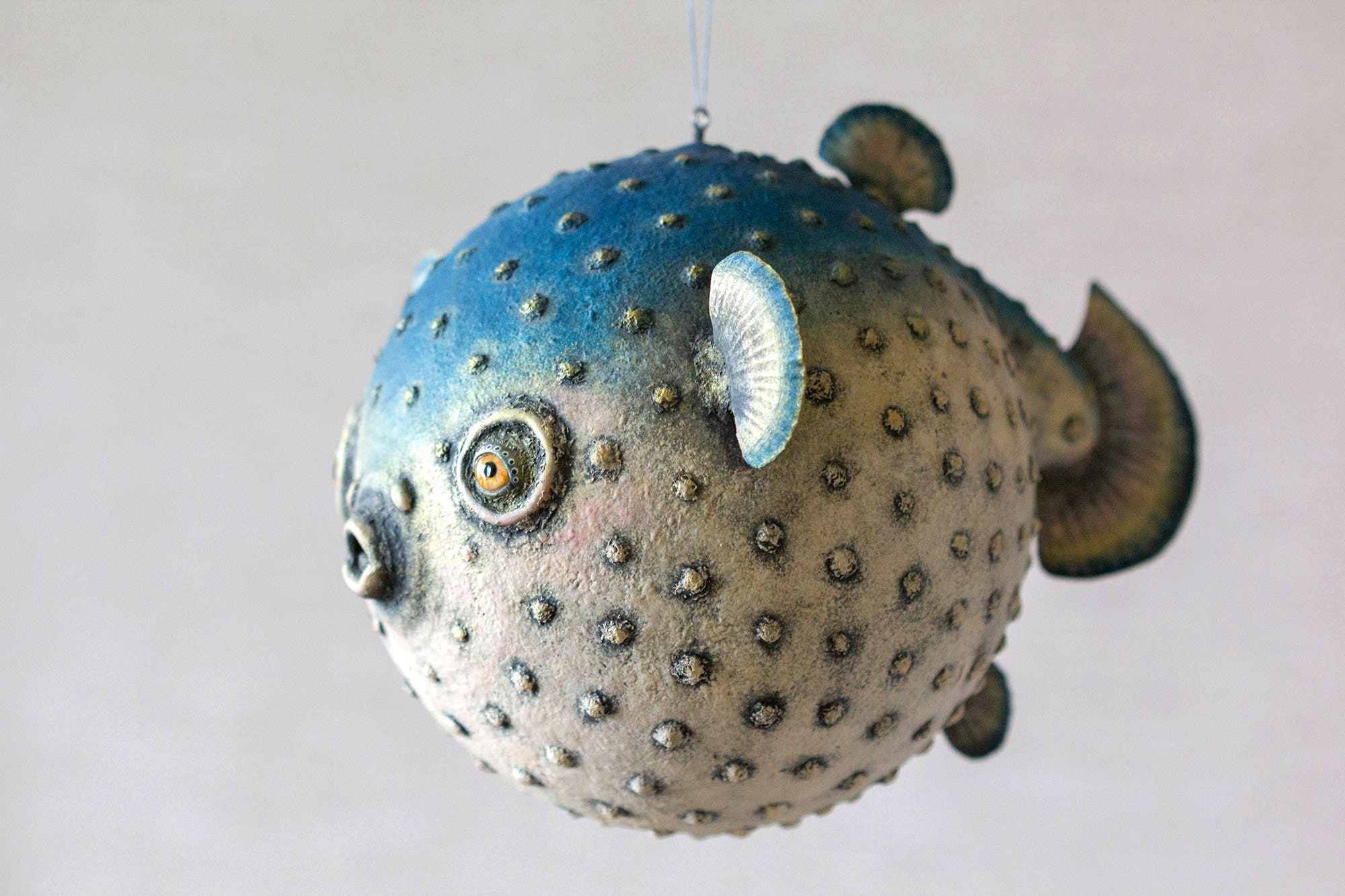 Hanging Paper Mache Sculpture Puffer Fish. Mobile Etsy