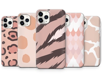 Animal Skin Tiger Cheetah Snake Giraffe Pink Phone Case iPhone SE, 6, 7, 8+, XS, XR, 11 Pro, fits for Galaxy S9, S10, S20, A20e, A51, A70