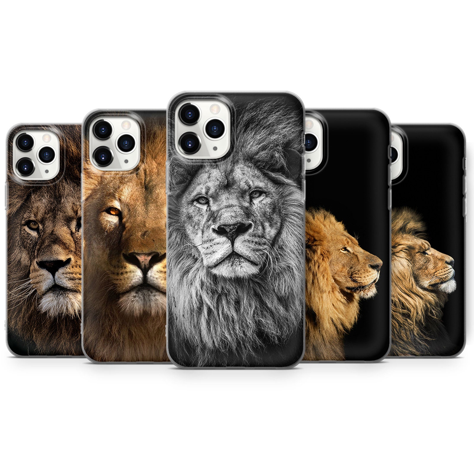 Lion on Black Phone Case Fits for iPhone SE, 6, 7, 8, XS, XR, 11, 12